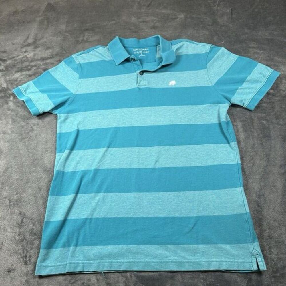 Banana Republic Polo Shirt Youth Large Blue Striped Casual Preppy Short‎ Sleeve